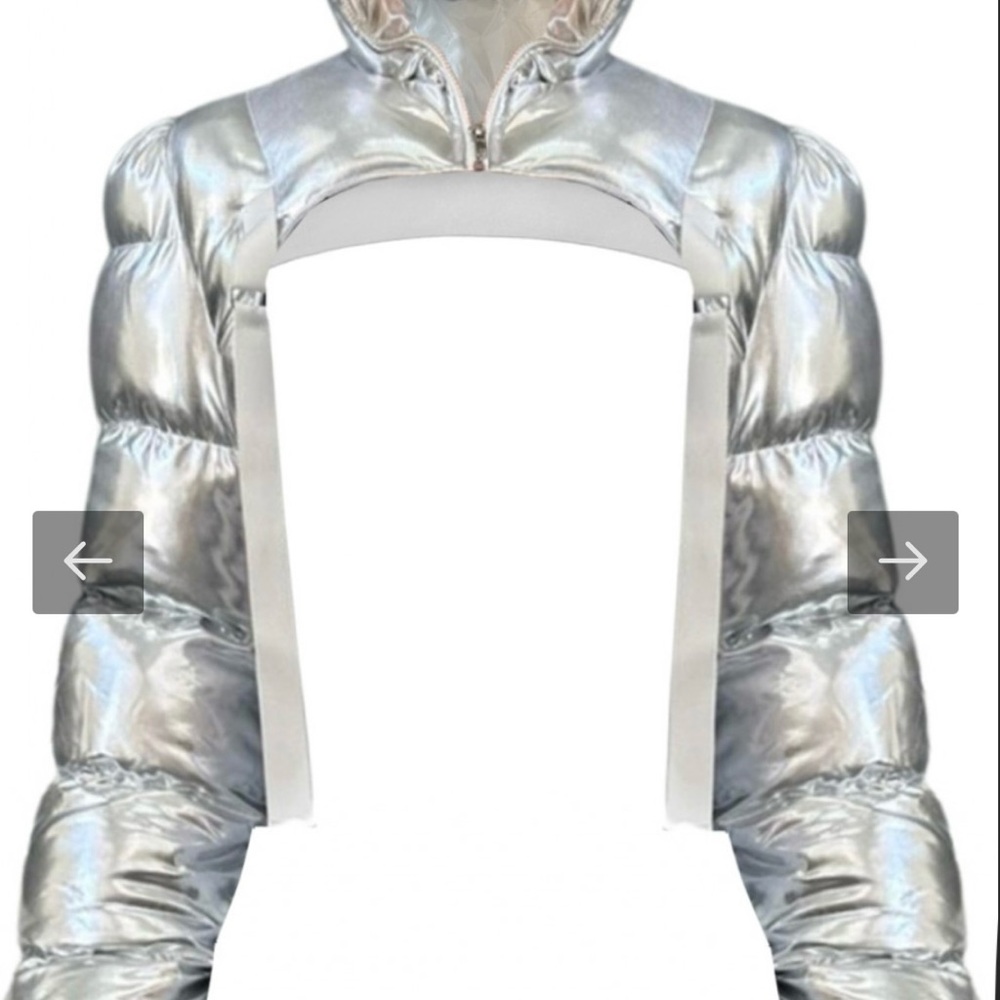 Iridescent Silver Puffer Shrug - Women